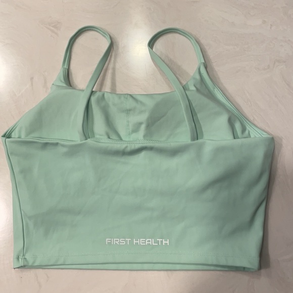 First Health Apparel Flex Lounge Crop Top / Longline Sports Bra Mint Apple - Picture 5 of 6